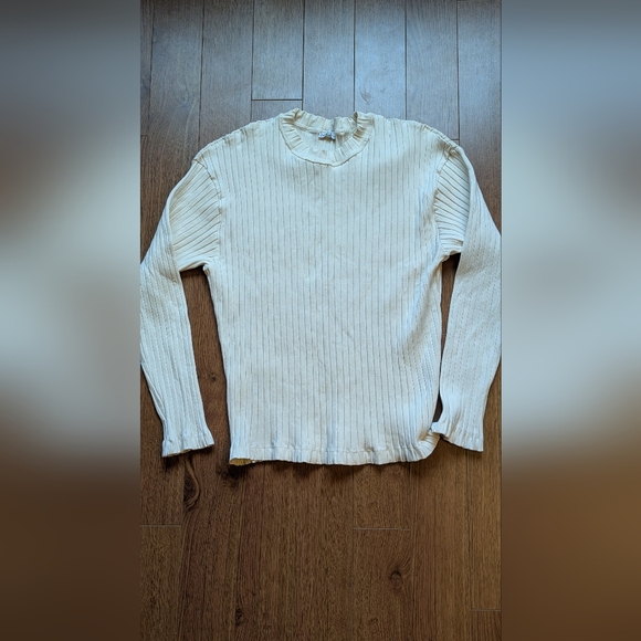 Zara Cream Ribbed Knit Top - Picture 1 of 2